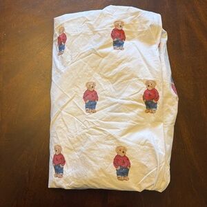 Polo Ralph Lauren Full Size Fitted Sheet White Teddy Bear Print